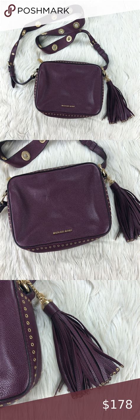 Michael Kors Plum Leather Brooklyn Large Camera Crossbody 